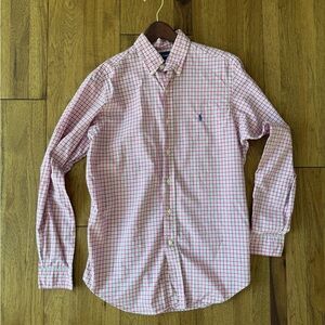 Ralph Lauren Pink and White Button Down Plaid Shirt Men’s Sz M Academia‎ Preppy